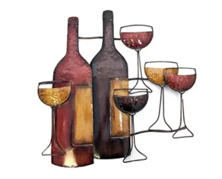 Brilliant Wall Art New - Contemporary Metal Wall Art Decor - Brown Wine Bottle Glasses Scene steampunk buy now online