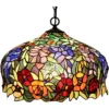 Bieye L30557 Wisteria and Rose Flowers Tiffany Style Stained Glass Ceiling Pendant Fixture with 16-inch Wide Lampshade steampunk buy now online