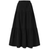 Women's Vintage Elastic Waist A-Line Long Midi Skirt Solid Color Pleated Big Hem Basic Flared Long Skirts (Black, Medium) steampunk buy now online Women's Vintage Elastic Waist A-Line Long Midi Skirt Solid Color Pleated Big Hem Basic Flared Long Skirts (Black, Medium) steampunk buy now online