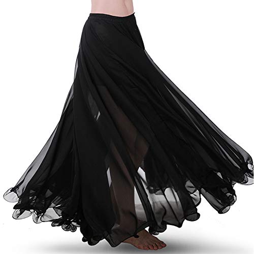Baisdan Belly Dance Long Swing Skirt Festival Tribal Chiffon Maxi Full Skirt Black steampunk buy now online