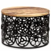 Wooden Coffee Table,Side Table End table Tea Table Solid Mango Wood Steampunk Bicycle Cogwheels Base 60x40 cm steampunk buy now online