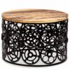 Wooden Coffee Table,Side Table End table Tea Table Solid Mango Wood Steampunk Bicycle Cogwheels Base 60x40 cm steampunk buy now online