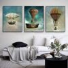 ENFEIN Steampunk Airship Fantasy Canvas Painting Dreamy Posters Prints Stardust Space Wall Wall Art for Children's Room Decor 20x30cmx3 frameless steampunk buy now online