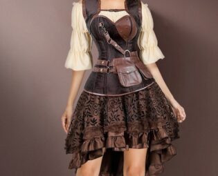 Steampunk Dress Pirate Costume, 3 pieces set Steampunk Clothing dress for women, Victorian Corset style Plus size by ShoptownLTD steampunk buy now online