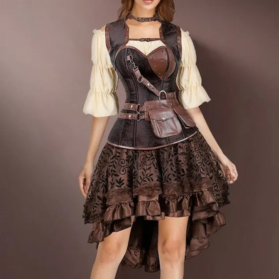 Steampunk Dress Pirate Costume, 3 pieces set Steampunk Clothing dress for women, Victorian Corset style Plus size by ShoptownLTD steampunk buy now online Steampunk Dress Pirate Costume, 3 pieces set Steampunk Clothing dress for women, Victorian Corset style Plus size by ShoptownLTD steampunk buy now online