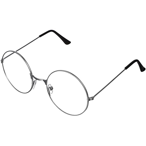 ROSENICE Round Eyeglasses Unisex Retro Clear Lens Glasses Ultra Light for Cosplay(Silver) steampunk buy now online