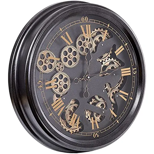 GP-ypfSoft Real Moving Gears Wall Clock,Vintage Industrial Steampunk Style Wall Clock,Modern Metal Wall Clocks for Living Room, Home, Kitchen, Office steampunk buy now online