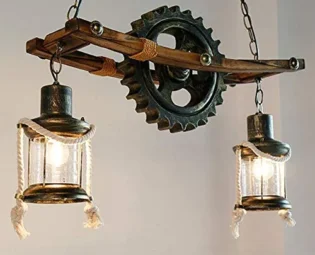 Yxxc E27 Vintage Chandelier 2-Lights,Steampunk Gear Pendant Light for Dining Room Cafe Bar,Antique Lantern Hanging Lights Fixture Bronze Finish,Rustic Industrial Pendant Light steampunk buy now online