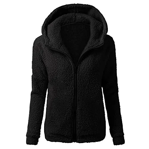 Coats for Women Clearance, Women's Tops Autumn Winter Ladies Vintage Solid Color Casual Wool Zipper Cardigan Jacket Warm Hoodie Sale UK Ladies Casual Loose Cardigans Shirt Coat Jackets Trench Topcoats steampunk buy now online