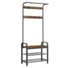 VASAGLE Coat Rack, Coat Stand with Shoe Storage Bench, 4-in-1 Design, with 9 Removable Hooks, a Clothes Rail, for Hallway, Entrance, 33.7 x 72 x 183 cm, Industrial, Rustic Brown and Black HSR40B steampunk buy now online