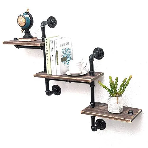 NMDCDH 3-Layer Industrial Tube Corner Rack Wall-Mounted, Steampunk Wall-Mounted Wooden Rack, Household Relief Antique Floating Rack, Bathroom Rack Book Shelf Book Shelf steampunk buy now online