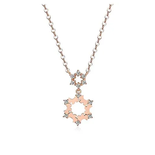 Necklaces for Women Girls Snowflake Color Pendant Necklaces Setting With Cubic Zirconia 925 Silver Christmas Snowflake Pendant Necklace 18'' Fashion Necklace Collarbone Chain Choker Necklaces steampunk buy now online