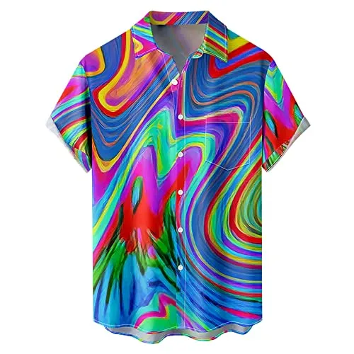 NQyIOS Mens Button Down Short Sleeve Shirt Button Down Short Sleeve Holiday Beach Shirt Spread Collar Beach Aloha Shirts Button Up Shirt Mens Summer Shirts Workout Tops Hot Pink steampunk buy now online