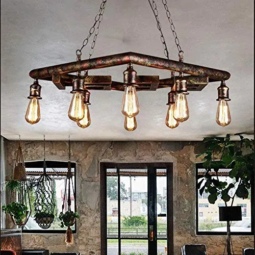 miwaimao Ralph Pipe Chandelier E27*8 Steampunk Bright Chandelier Loft Style Living Room Dining Room Square Chandelier 8 Head Wrought Iron Bar Cafe Decorative Ceiling Chandelier Easy to Install steampunk buy now online