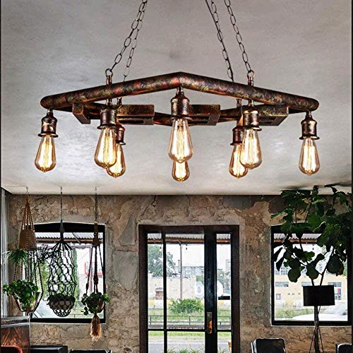 miwaimao Ralph Pipe Chandelier E27*8 Steampunk Bright Chandelier Loft Style Living Room Dining Room Square Chandelier 8 Head Wrought Iron Bar Cafe Decorative Ceiling Chandelier Easy to Install steampunk buy now online