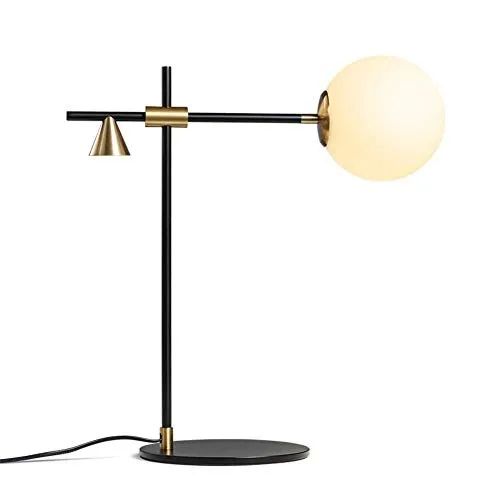 Desk Lamp Modern Simple Lighting Study Office Bedroom Bedside Reading Lamp Scales Weights Design Spherical Glass Shade Black Wrought Iron Carbon Steel Table Lamp E27 Light with Button Switch steampunk buy now online