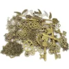LolliBeads 230 Gram Antiqued Bronze/Silver Metal Skeleton Keys and Wings, Bronze Steampunk Watch Gear Cog Wheel, Chains, Clasps and Jump Rings DIY Kits (300 Pcs) steampunk buy now online