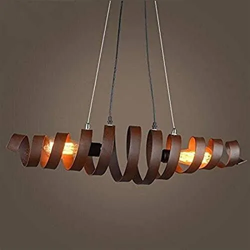 Chandeliers Ceiling Light, Industrial Vintage Rusty Color Metal Spiral Pendant Light Classic Iron Steampunk E27 Double Head Hanging Lamp for Living Room Restaurant Kitchen steampunk buy now online