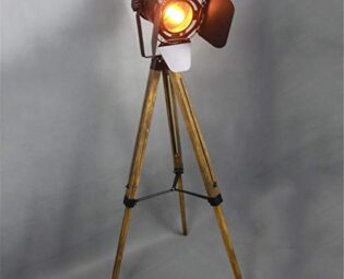 Floor Lamp Industrial Retro Steampunk Searchlight Height Adjustable Rotatable Shade E27 Single Head Black Wrought Iron Do The Old Wooden Tripod Standing Lamp with Foot Switch for Living Room Bedroom steampunk buy now online