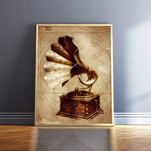 Kunovo Wall Decor Gramophone Prints Antique Industrial Wall Art Picture Canvas Paintings Steampunk Poster Musician Gift Paints Artwork Pictures 40X60Cm (Unframed) steampunk buy now online