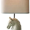 Antique Horse Head Cracked Resin Table Lamp, Linen Lampshade, E27, American Country Table Light, Bedroom, Living Room, Hallway, Room Decoration steampunk buy now online