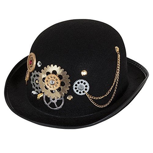 Bristol Novelty BH677 Steampunk Bowler Hat, Black, One Size steampunk buy now online