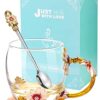Wisolt Flower Tea Cup Personalised Gifts for Women Glass Coffee Cup Mug Birthday Gifts for Her Mum Teacher Friends Anniversary Valentines Christmas Mother's Day Gifts steampunk buy now online