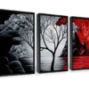 Wieco Art Framed Art The Cloud Tree Wall Art HD Print of Oil Paintings Giclee Landscape Canvas Prints for Home Decorations, 3 Panels with Black Frames steampunk buy now online