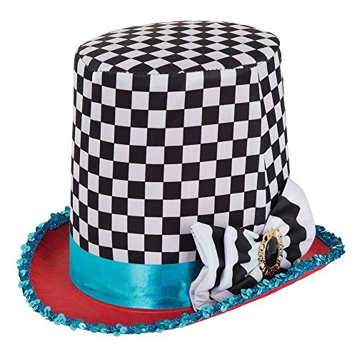 Bristol Novelty BH652 Stovepipe Mad Hatter Chequered Hat, Unisex-Adult, Multi-Colour, One Size steampunk buy now online