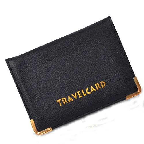 Unisex Soft Leather Travel Card Bus Pass Holder Credit Card ID Card Wallet Cover Case Holder by REAL ACCESSORIES Plain/Polka Dot Bus Pass Holder (Black) steampunk buy now online