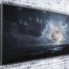 Beautiful Moon Panoramic Canvas Art Print Picture Framed XXL 55 inch x 24 inch Over 4.5 ft wide x 2 ft high Ready to Hang steampunk buy now online
