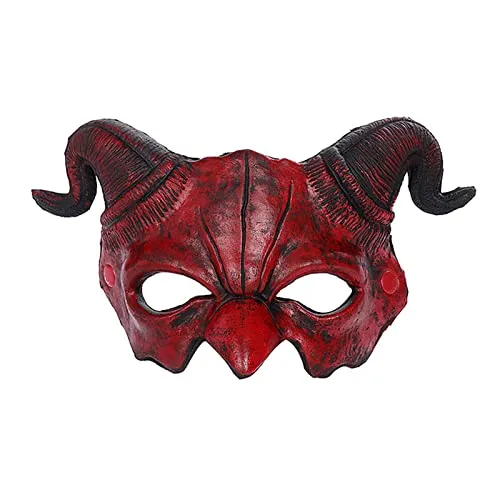 Halloween Half Face Scary Animal Mask,Carnaval Demon Mask Sheep Horn Ghost Devil Grimace,Easter Horror Headgear Festival Fancy Dress Samurai Cosplay Party Costume Prop Accessories for Adults steampunk buy now online