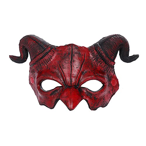 Halloween Half Face Scary Animal Mask,Carnaval Demon Mask Sheep Horn Ghost Devil Grimace,Easter Horror Headgear Festival Fancy Dress Samurai Cosplay Party Costume Prop Accessories for Adults steampunk buy now online