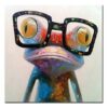 Fokenzary Hand Painted Oil Painting Pop Cute Frog with Glasses on Canvas Wall Art Framed Ready to Hang steampunk buy now online