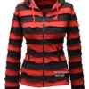 SHOPOHOLIC FASHION Women Stripes Pixie Hood Outwear Hoodie, Red, L steampunk buy now online SHOPOHOLIC FASHION Women Stripes Pixie Hood Outwear Hoodie, Red, L steampunk buy now online