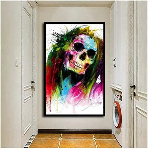 XuXinggui Art Posters Prints Patrice Colorful Skeleton Canvas Painting Rocky Steampunk Salon Teenager Kitchen Posters Wall Decor-50X70Cm No Frame steampunk buy now online
