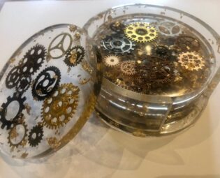 Coaster Set | Steam Punk Coasters | Gold | Silver | Christmas Gift | Cogs Gears by AroundTheHomeUK steampunk buy now online