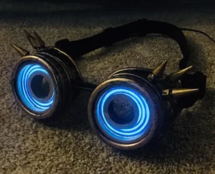 Glowing Steampunk Goggles / Gold Spikey Light Up Cyberpunk X-Ray Goggles / Cosplay Goggles / For EDM, Rave, Music Festival / Neon Effect by TheWickedLotus steampunk buy now online