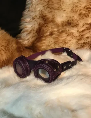 Steampunk Handmade Hand Stitched Genuine Purple Leather Crazy Cow Hat Goggles Costume Fancy Dress Cosplay by Blackskullarmoury steampunk buy now online