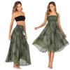 Daysskk Boho Skirts for Women Elastic Waist Womens Long Skirts Summer Bohemian Style Gypsy Hippie Skirts for Women Halter Dress Casual Beach Skirt 37" steampunk buy now online