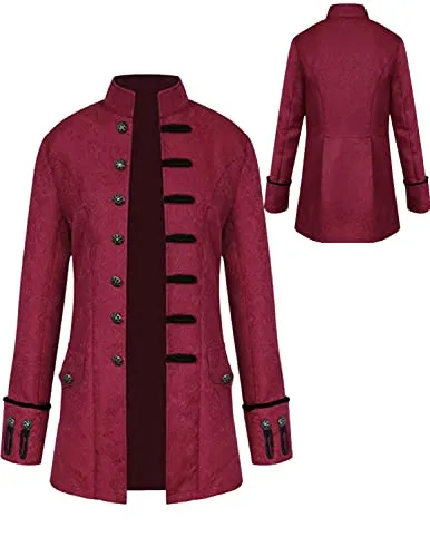 Sangdut Halloween Costume Tailcoat Coat for Kids, Boys Steampunk Gothic Medieval Jacket, Junior Victorian Renaissance Pirate Viking Cloak Uniform Tuxedo Cosplay Retro Clothing for Children(Red,S) steampunk buy now online