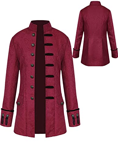 Sangdut Halloween Costume Tailcoat Coat for Kids, Boys Steampunk Gothic Medieval Jacket, Junior Victorian Renaissance Pirate Viking Cloak Uniform Tuxedo Cosplay Retro Clothing for Children(Red,S) steampunk buy now online