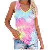 AMhomely Women Shirts and Blouse Sale Clearance,Fashion Ladies Summer Tie-Dye Sleeveless V-Neck T-Shirt Casual Tanks Tops Shirts Elegant Tunic Shirts Tops Office UK Size Shipping 7 Days steampunk buy now online