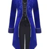 Sangdut Men’s Medieval Steampunk Tailcoat Jacket, Male Victorian Renaissance Gothic Retro Vintage Embroidery Coat Halloween Party Cosplay Pirate Vampire Gentleman Costumes for Adult (Royal Blue, XXL) steampunk buy now online