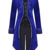 Sangdut Men’s Medieval Steampunk Tailcoat Jacket, Male Victorian Renaissance Gothic Retro Vintage Embroidery Coat Halloween Party Cosplay Pirate Vampire Gentleman Costumes for Adult (Royal Blue, XXL) steampunk buy now online