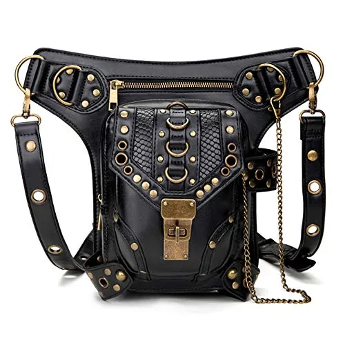 FiveloveTwo® Men Women Multi-purpose Tactical Drop Leg Arm Bag Pack Hip Belt Waist Messenger Shoulder Fanny Packs Steampunk Bag Wallet Purse Pouch Bag Black steampunk buy now online