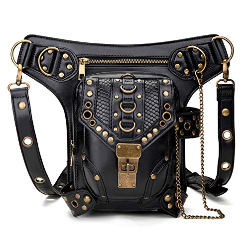FiveloveTwo® Men Women Multi-purpose Tactical Drop Leg Arm Bag Pack Hip Belt Waist Messenger Shoulder Fanny Packs Steampunk Bag Wallet Purse Pouch Bag Black steampunk buy now online