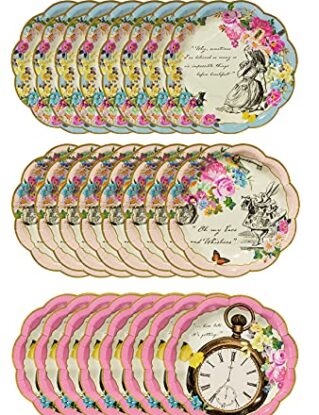 Talking Tables Pack of 24 Alice in Wonderland Themed Disposable Paper Plates | Supplies for Mad Hatter Tea Party, Birthday, Baby Shower, Mother's Day, Multicolor, 18 centimeters steampunk buy now online