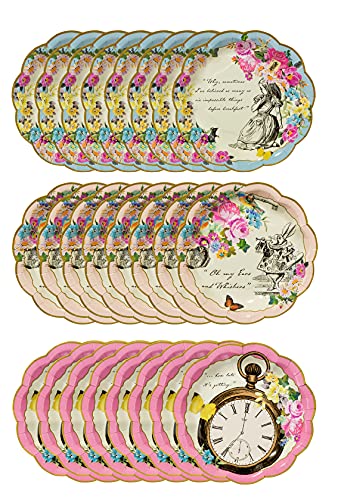 Talking Tables Pack of 24 Alice in Wonderland Themed Disposable Paper Plates | Supplies for Mad Hatter Tea Party, Birthday, Baby Shower, Mother's Day, Multicolor, 18 centimeters steampunk buy now online