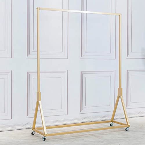 WFDERAN Modern Simple Heavy Duty Metal Rolling Clothing Garment Rack with Wheel,Creative Commercial Wedding Dress Display Shelf,Single Rod Floor-Standing Clothes Hangers (Gold without Wood, 47.2" L) steampunk buy now online